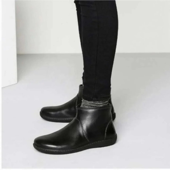 Birkenstock Leather Bennington Booties Ankle Boots Zip Up Side Black Size 37 / 6 - Picture 1 of 12